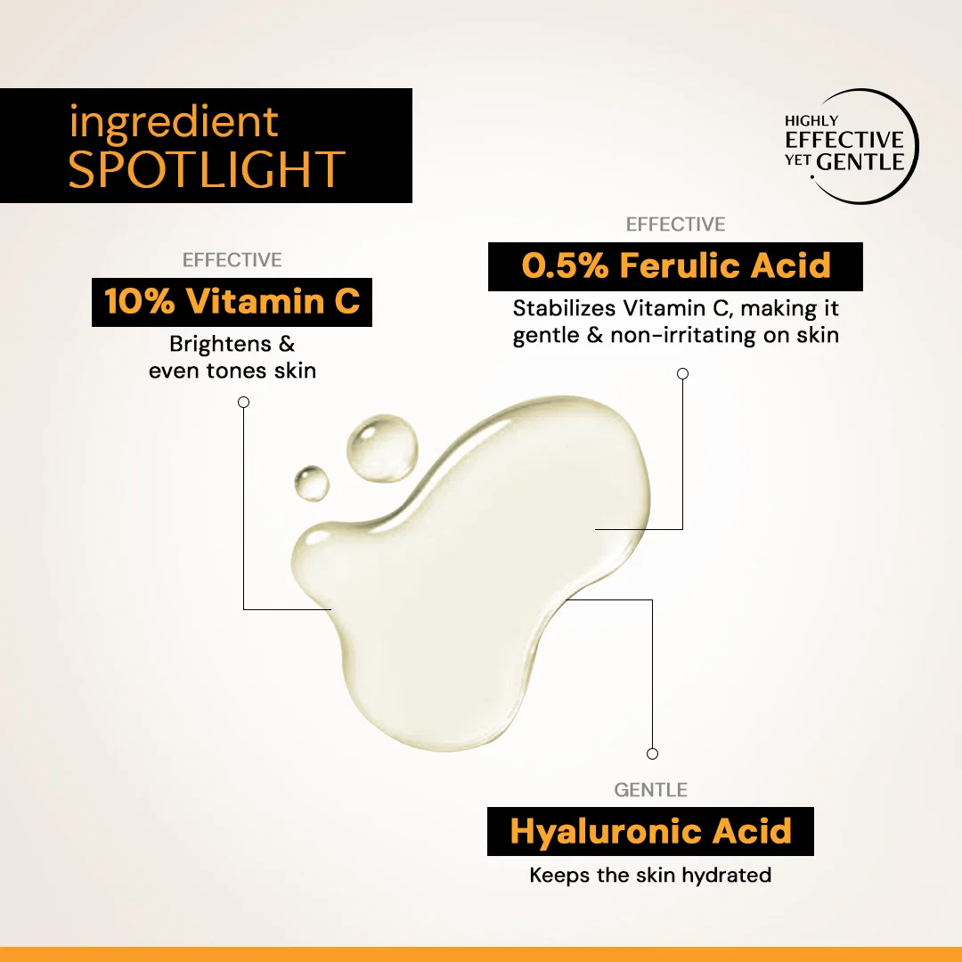 10% Vitamin C serum to reduce tanning and Dullness | Clinically Tested, Non-Irritating| Brightens & Evens Tone | For Oily Skin - Image 4