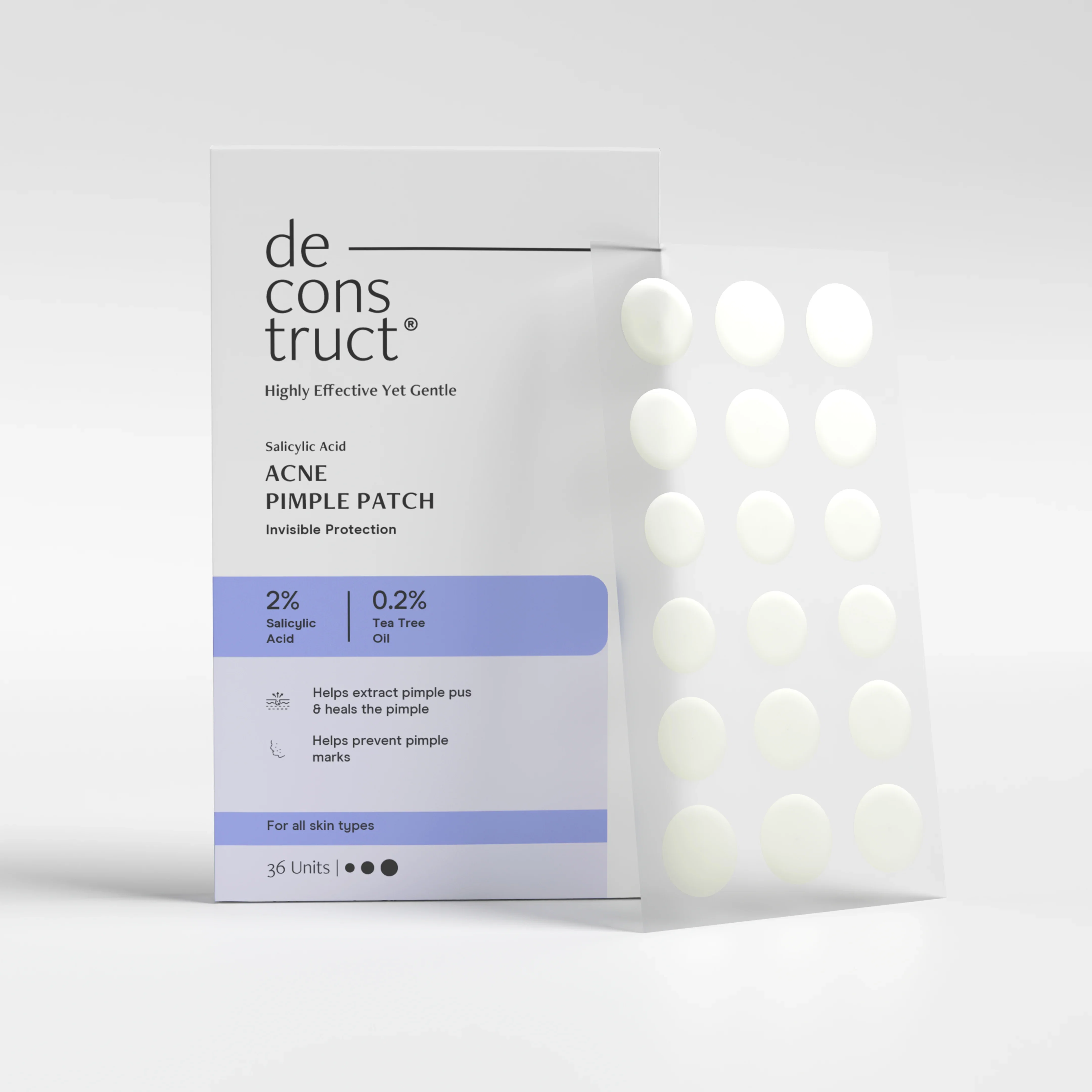 Hydrocolloid Acne Pimple Patch with 2% Salicylic Acid & 0.2% Tea Tree Oil | 36 Patches, 3 Sizes - Image 9