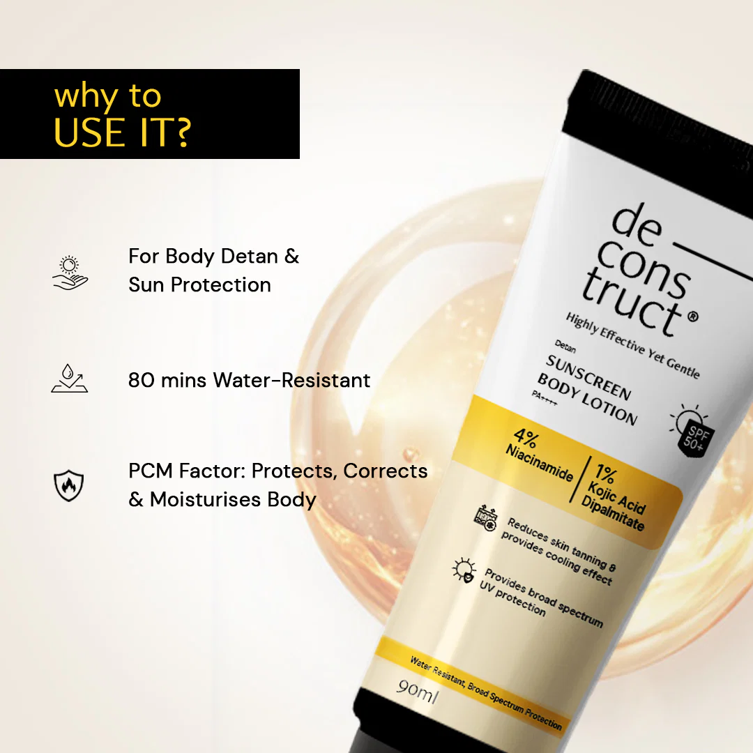 Detan Body Sunscreen Lotion - 4% Niacinamide +1% Kojic Acid + SPF 50 PA++++ - Image 7