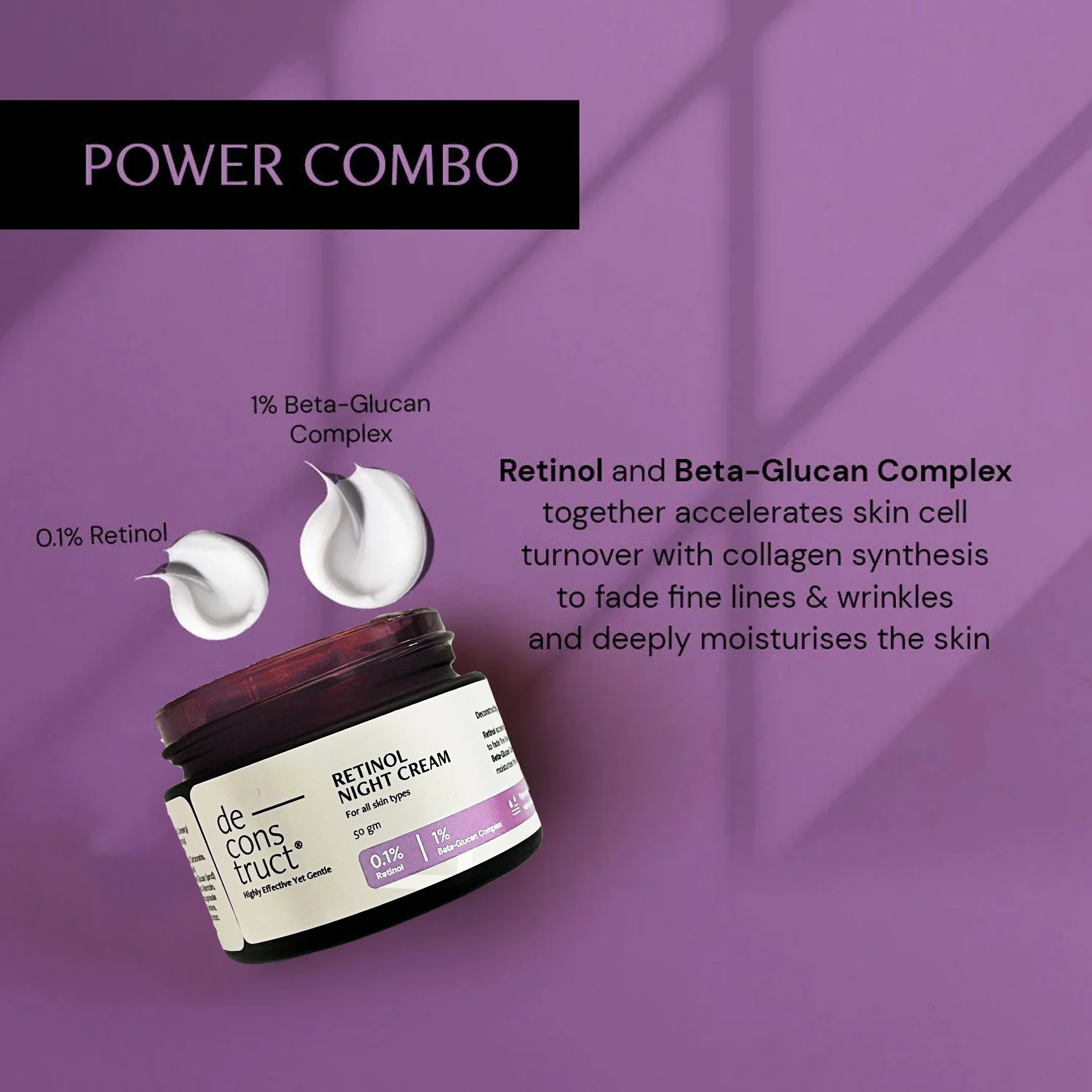 Retinol night cream - 0.1% Retinol + 1% Beta-Glucan Complex - Image 3