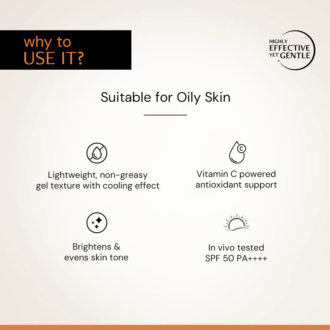 5% Vitamin C Gel Sunscreen for Oily Skin - SPF 50 PA++++ | In-Vivo Tested - Image 4